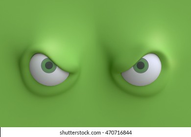 Two Funny Cartoon Eyes. Element Of Emotion Characters Face. 3d Render.