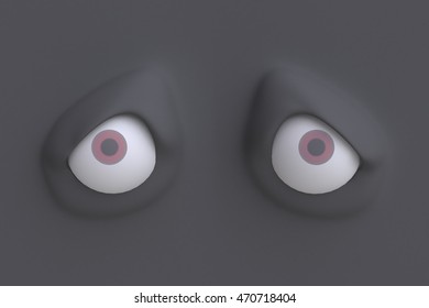 Two Funny Cartoon Eyes. Element Of Emotion Characters Face. 3d Render.