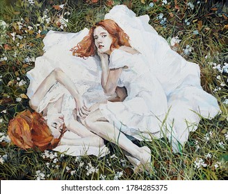 Two girls oil