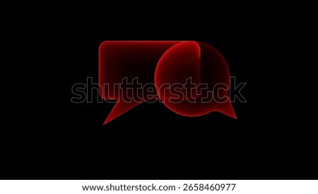 Two glowing red speech bubbles overlap against a stark black background, symbolizing communication and dialogue.