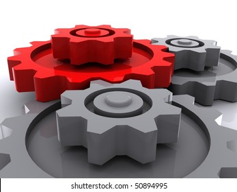 Two Gray One Red Gears Placed Stock Illustration 50894995 | Shutterstock