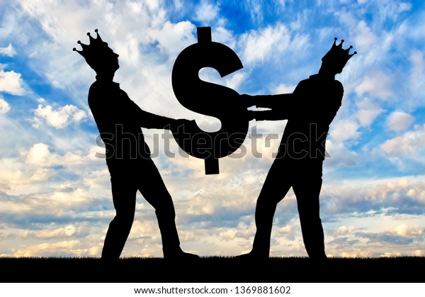 Two greedy and selfish men with crowns on their\
heads can not divide the dollar sign. The concept of selfishness\
and greed as social\
problems