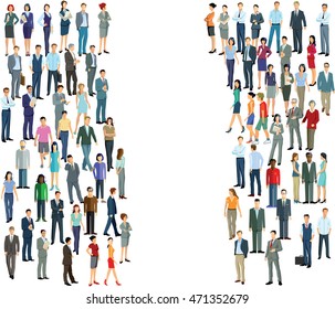 Two Groups Crowds, Diversity, 3D Illustration