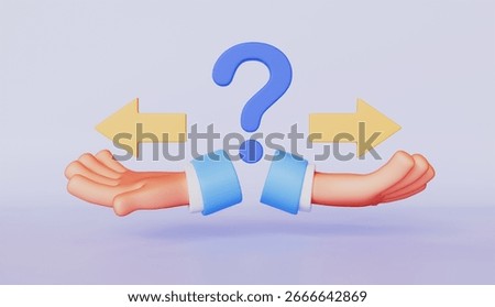 Two hands with arrows and a question mark in between, Strategic choices and selecting between two directions