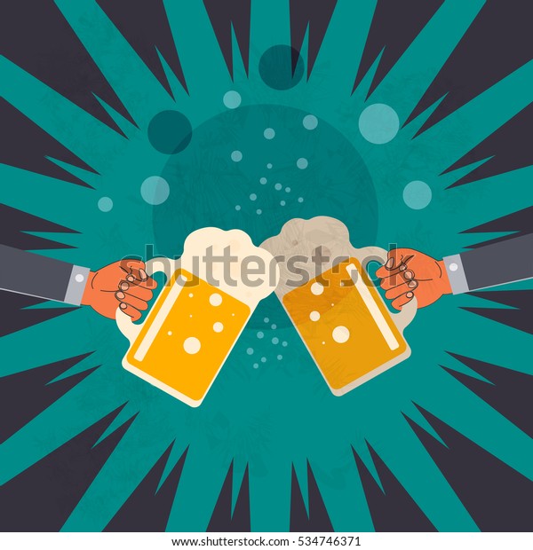 Two Hands Clink Glasses Beer Abstract Stock Illustration 534746371