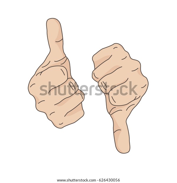 Two Hands Expressing Approval Disapproval Thumbs Stock Illustration 626430056