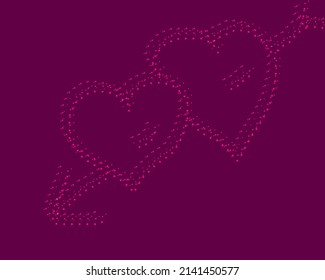 two hearts crossed out together by an arrow. on the bard background, two pink hearts are crossed out with an arrow. High quality illustration