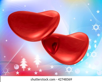 Two hearts on abstract background - Valentine day allegory.