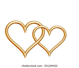 Two Interlaced Golden Hearts Isolated On Stock Illustration 551249410 ...