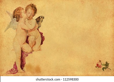 Two Kissing Angels Nostalgic Greeting Card