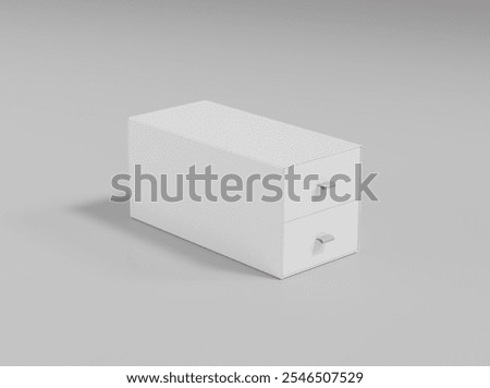 Two layers drawer box mockup, empty labels white drawer storage box, pull-open box with ribbon mockup, square rigid paper container, small cabinet storage, empty design  enclose 2 layers cabinet box