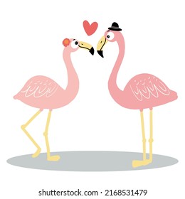 Zwei liebende Flamingos mit Herz