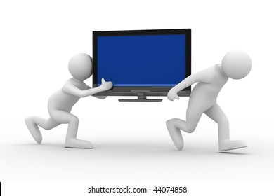 Two Man Carry  TV. Isolated 3D Image