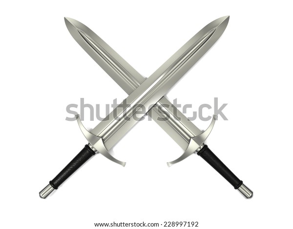 Two Medieval Short Swords Crossed Isolated Stock Illustration 228997192