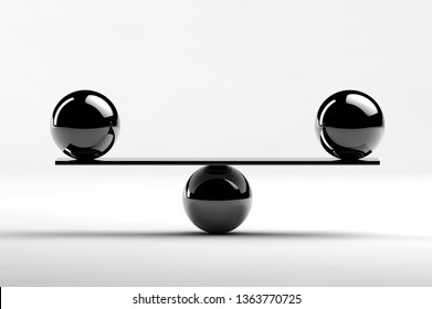 Two Metal Balls Of Equal Weight - 3d Illustration