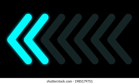 Two Moving Arrow Blinking Direction With Neon Glow LED Style On Black Background