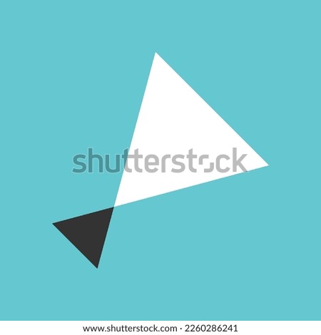 Two opposites, small black triangle vs big white. Advantage, inequality, discrimination, contradiction and opposition concept. Flat design. Raster copy
