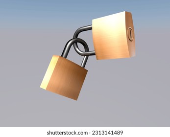two padlocks 3d closed isolated