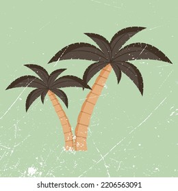 Two Palm Trees On Green Backgrond