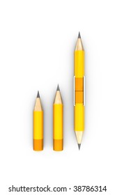 Two Pencils Linking Become One Piece