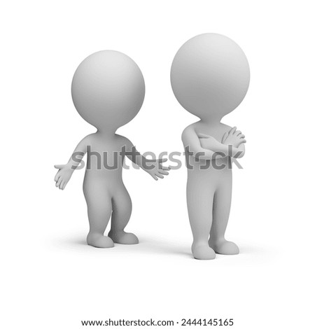 Two people are in conflict. 3d generated image. White background.