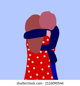 Two People Hugging. Valentine's Day Or International Hug Day.