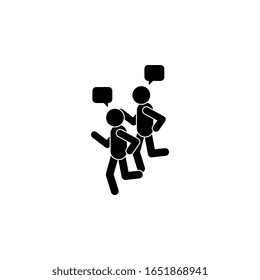 Two People Running, Talking Icon. Simple Glyph, Flat Of People Talk Icons For Ui And Ux, Website Or Mobile Application On Dark Gradient Background