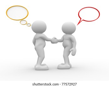 Two People Shaking Hands And Talking  -3d Render Illustration