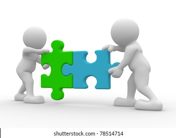 Two Person Matching Puzzle Pieces This Stock Illustration 78514714 ...