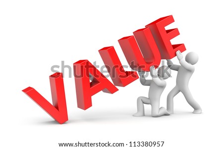 Two person with VALUE 3d text