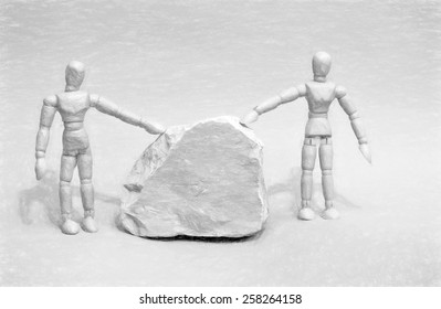 two persons stone    illustration based own photo image