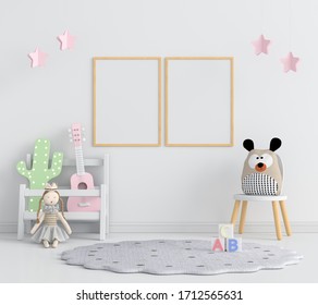 Two Photo Frame For Mockup In Living Room, 3D Rendering