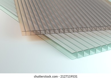 Two Polycarbonate Corrugated Sandwich Panels, 3d Illustration