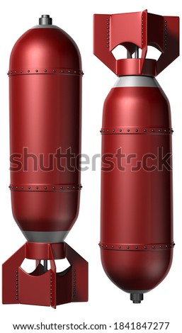 Two red bombs isolated on white background. 3D illustration.