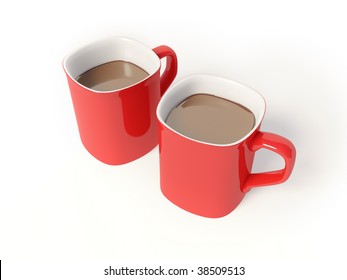 Two Red Cup With Coffe  Inside