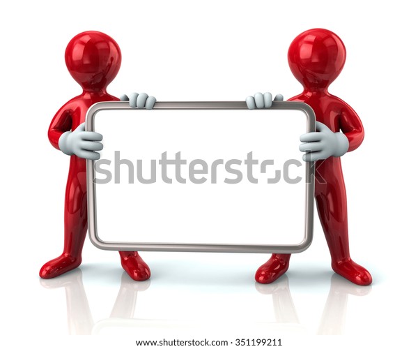 Two Red Men Holding Blank Signboard Stock Illustration 351199211 ...