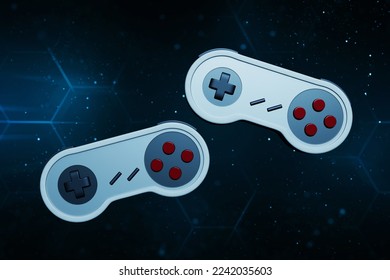 Two retro game controllers 3d illustration - Powered by Shutterstock - Get 15% off with code: PIKWIZARD15