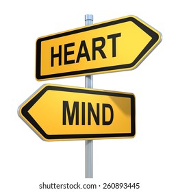 two road signs - heart or mind choice