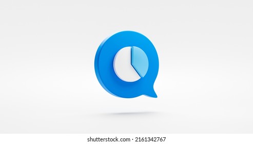 Two Section Of Pie Chart 3d Icon Isolated On White Background With Blue Bubble Message Graph Symbol Or Business Finance Diagram Marketing Data Report And Growth Financial Presentation Percentage Sign.