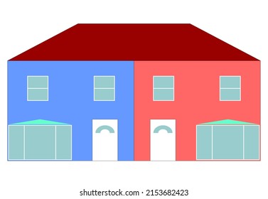 Two Semi Detaches Houses With Bow Window Illustration