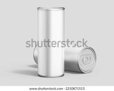 Two silver cans mockup isolated on grey background. 3D Illustration