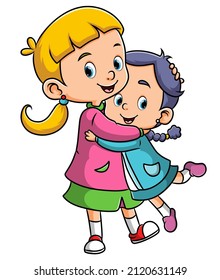 46 Cartoon pictures of sisters hugging Images, Stock Photos & Vectors ...