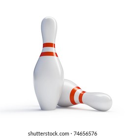 Two Skittles Bowling On White Background