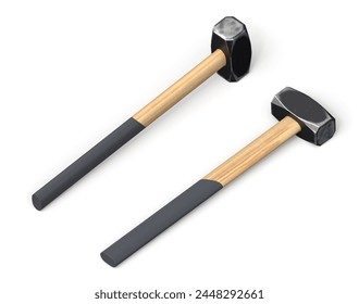 Two sledgehammers crossed over white background. 3D Illustration - Powered by Shutterstock