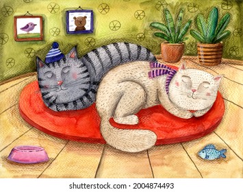 1,862 Cat sleeping watercolor Images, Stock Photos & Vectors | Shutterstock