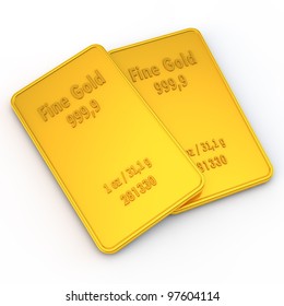 Two Small Gold Bars With The Weight Of 1 Ounce