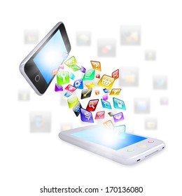 Two Smartphone Share Content Concept Network Stock Illustration ...