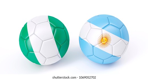 Two Soccer Balls Flags Colours Nigeria Stock Illustration 1069052702 