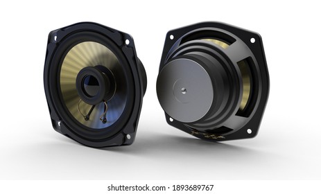 Two sound speakers on white background, 3d rendering