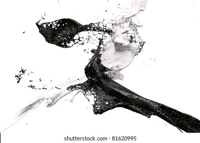 two splashes of wall color in black and white